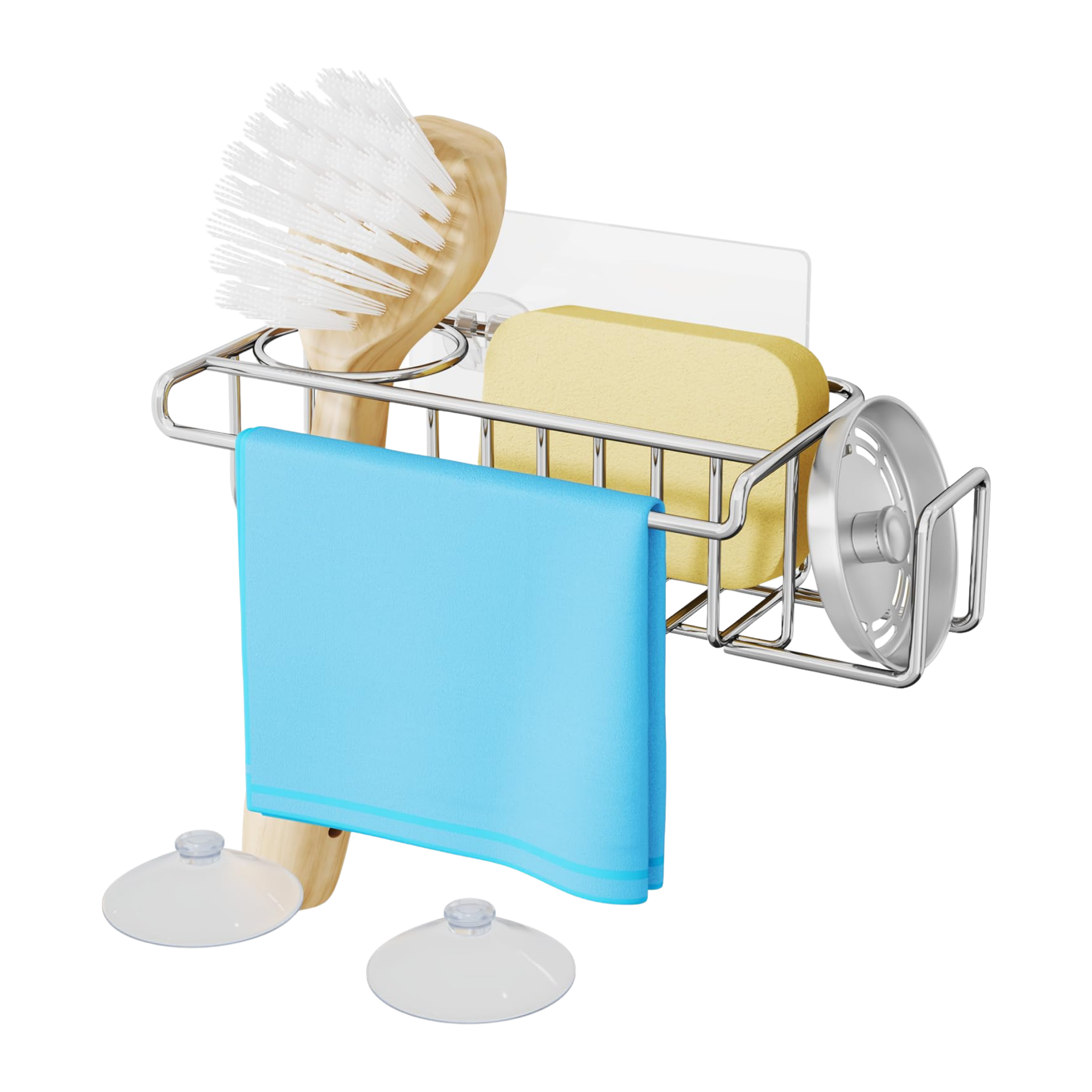 HapiRm 4 in 1 adhesive sink caddy sponge holder stainless steel wall mount