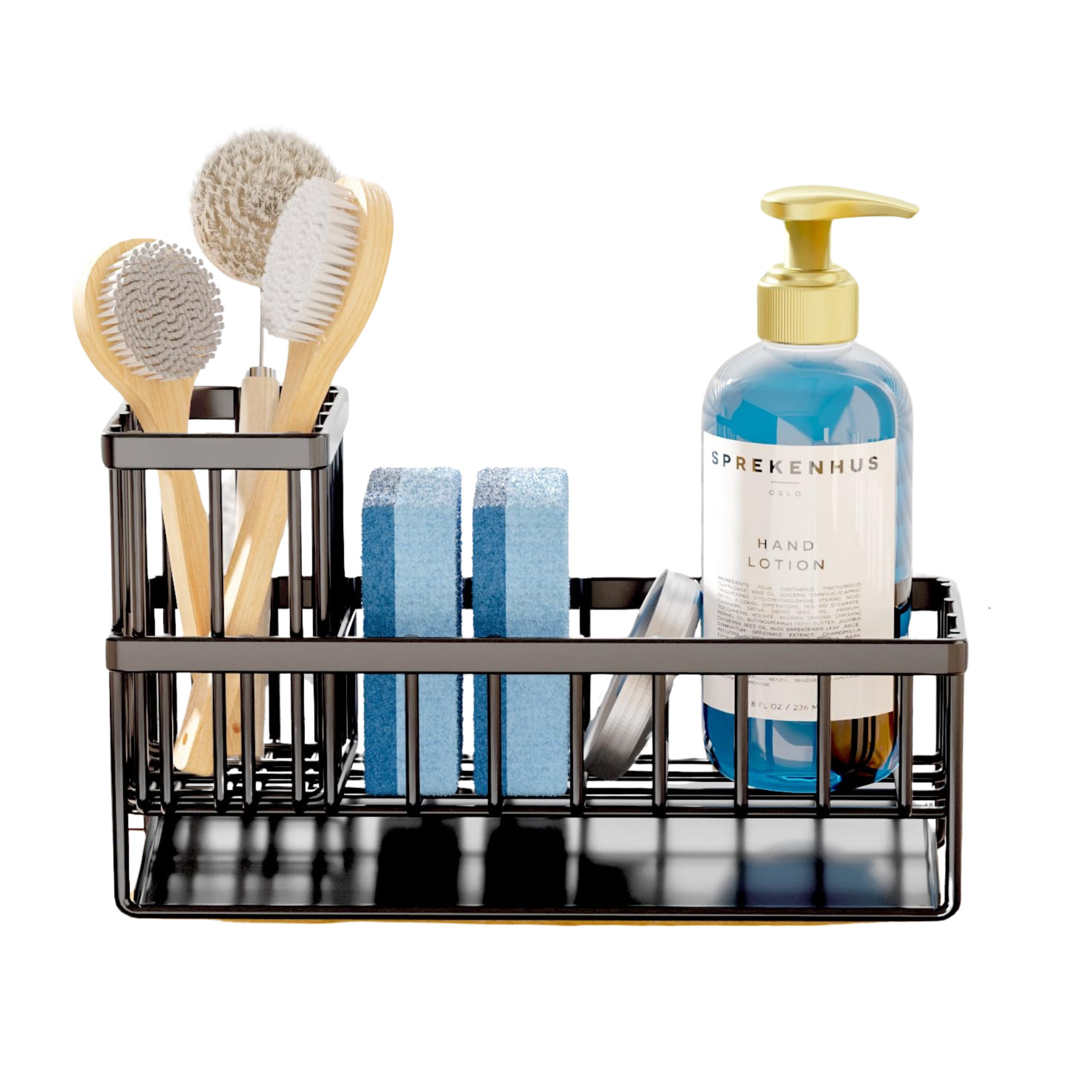 Kitsure rustproof stainless steel sponge holder for kitchen sink in black